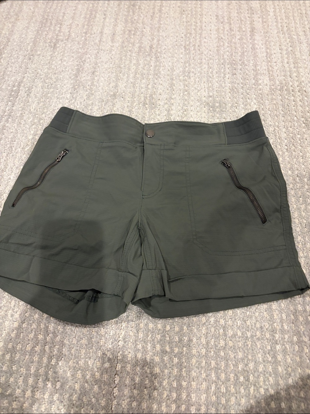 Athleta Olive Green Zipper Pocket Active Shorts